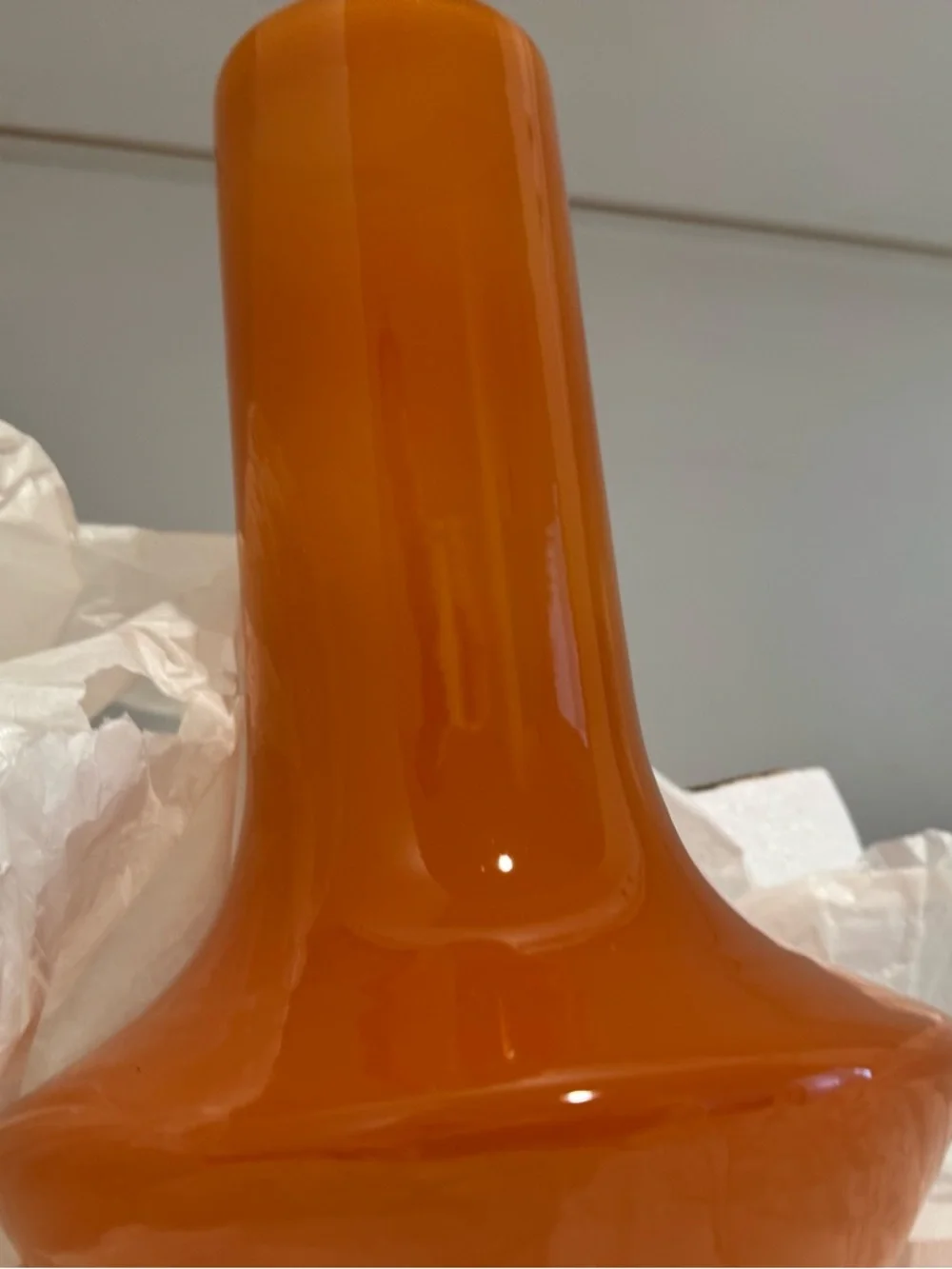 Anthropologie Glossy Tangerine Sculptural Glass Vase